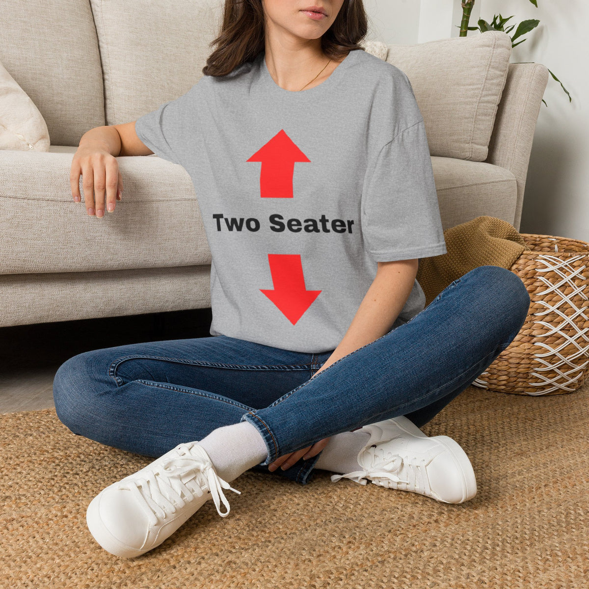 Two Seater T-Shirt — Funny Couples "Two Seater" Tee with Up & Down Arrows