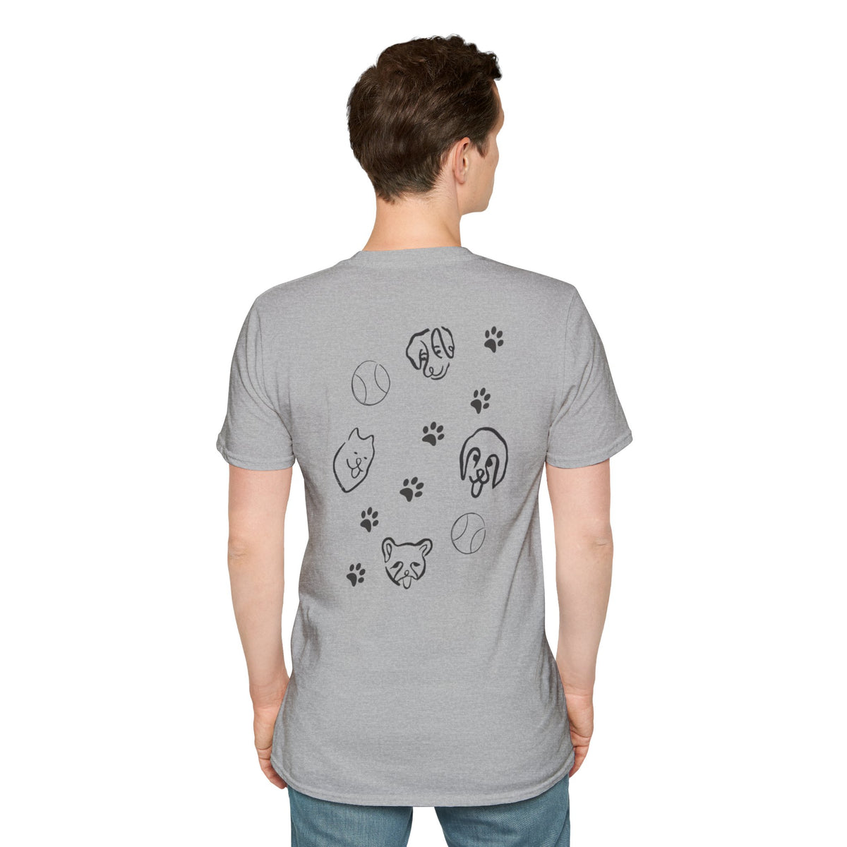 Dog Dad T-Shirt — Paw Print & Dog Face Tee for Pet Lovers