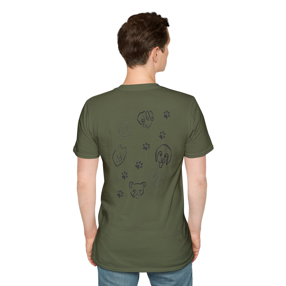 Dog Dad T-Shirt — Paw Print & Dog Face Tee for Pet Lovers