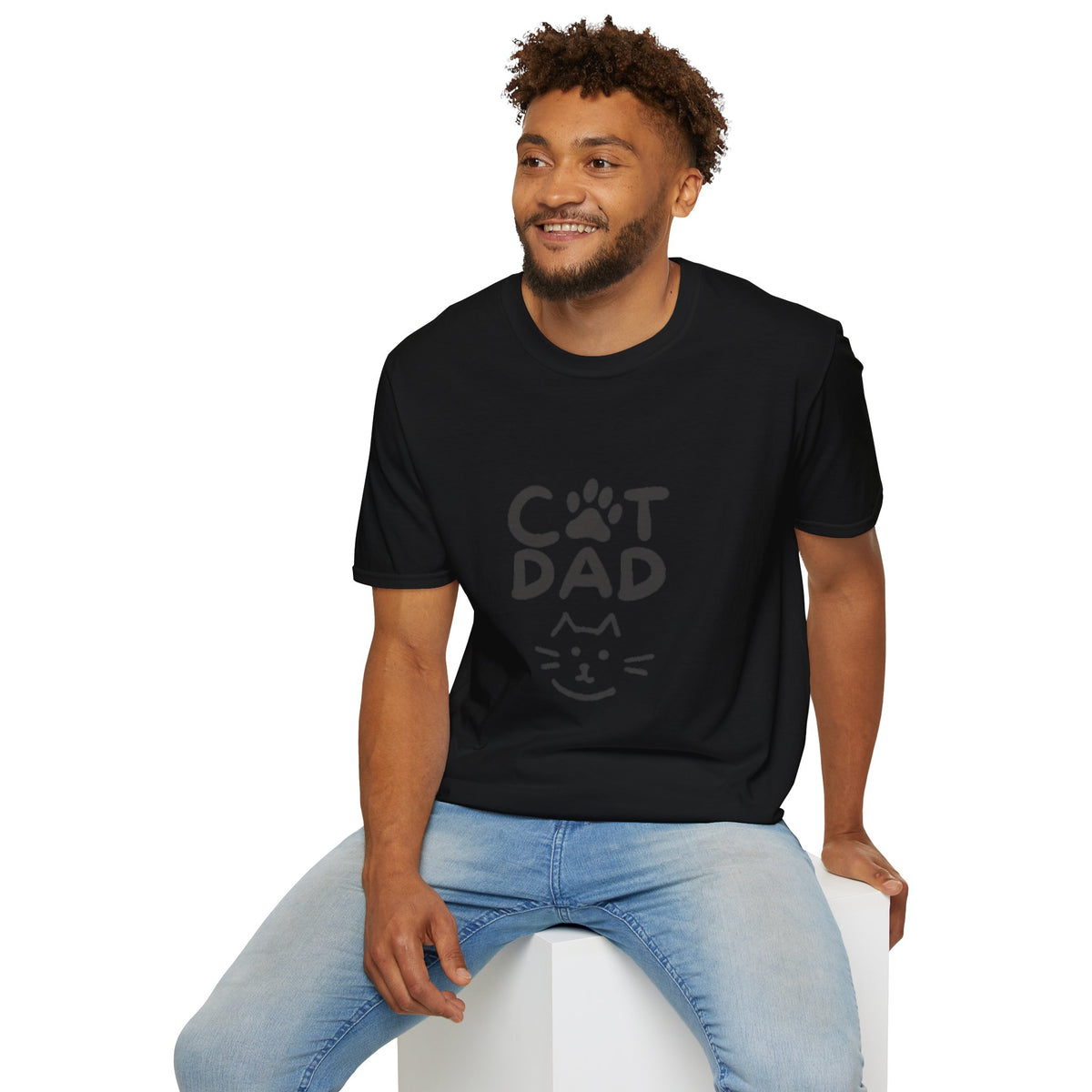 Cat Dad T-Shirt — Cute Paw Print & Cat Face Tee for Cat Lovers