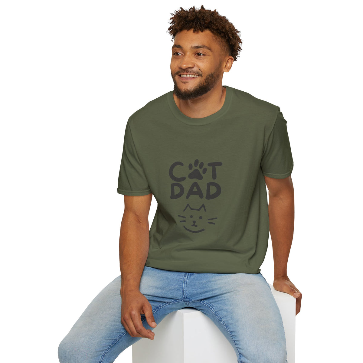 Cat Dad T-Shirt — Cute Paw Print & Cat Face Tee for Cat Lovers