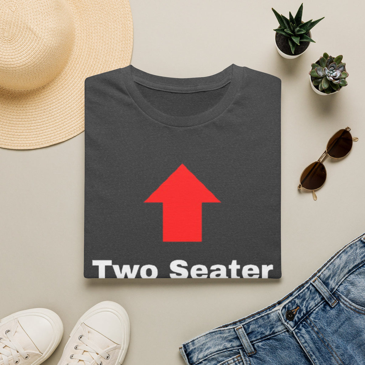 Two Seater T-Shirt — Funny Couples "Two Seater" Tee with Up & Down Arrows