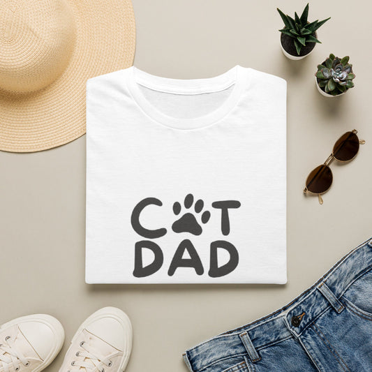 Cat Dad T-Shirt — Cute Paw Print & Cat Face Tee for Cat Lovers