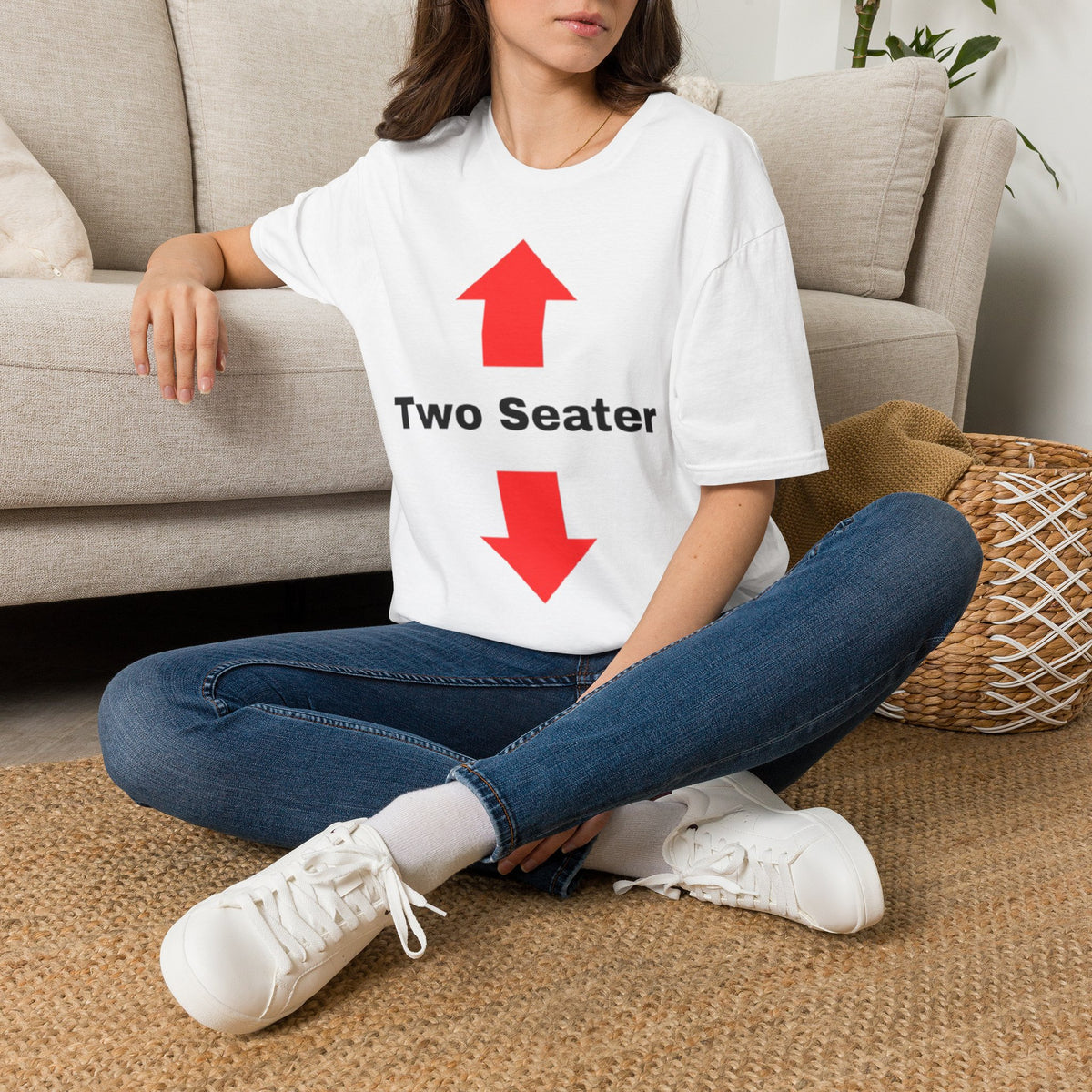 Two Seater T-Shirt — Funny Couples "Two Seater" Tee with Up & Down Arrows