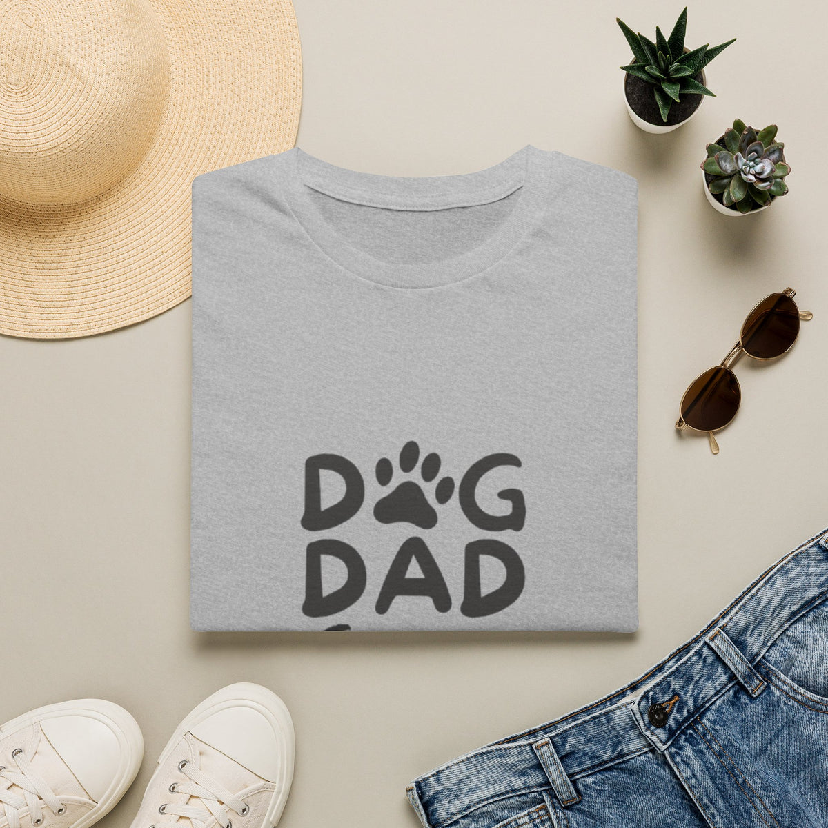 Dog Dad T-Shirt — Paw Print & Dog Face Tee for Pet Lovers
