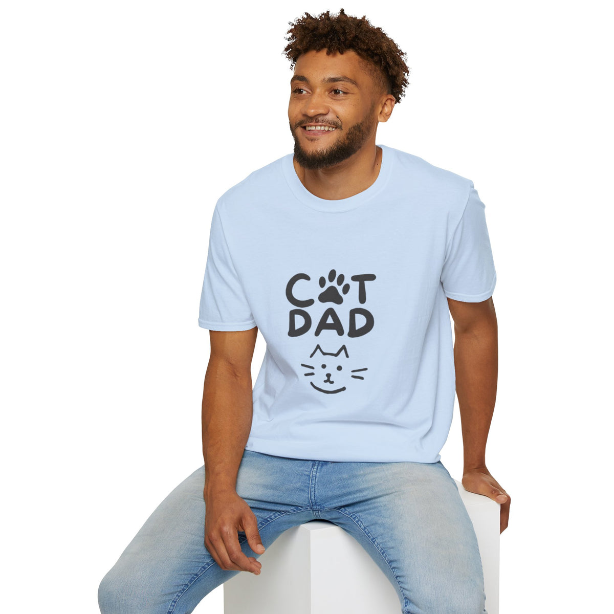 Cat Dad T-Shirt — Cute Paw Print & Cat Face Tee for Cat Lovers
