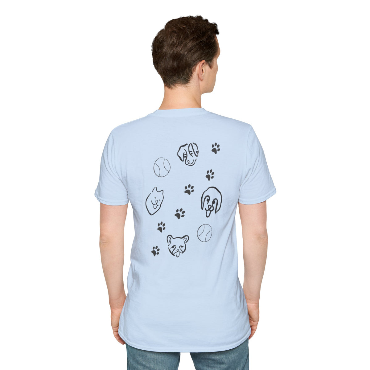 Dog Dad T-Shirt — Paw Print & Dog Face Tee for Pet Lovers