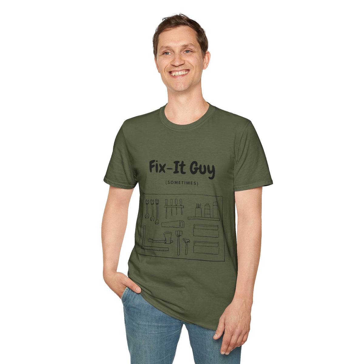 Fix-It Guy T-Shirt — Funny Handyman Tools Tee (Sometimes)