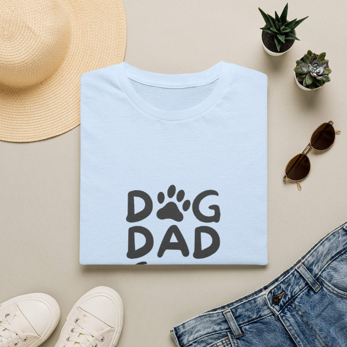 Dog Dad T-Shirt — Paw Print & Dog Face Tee for Pet Lovers