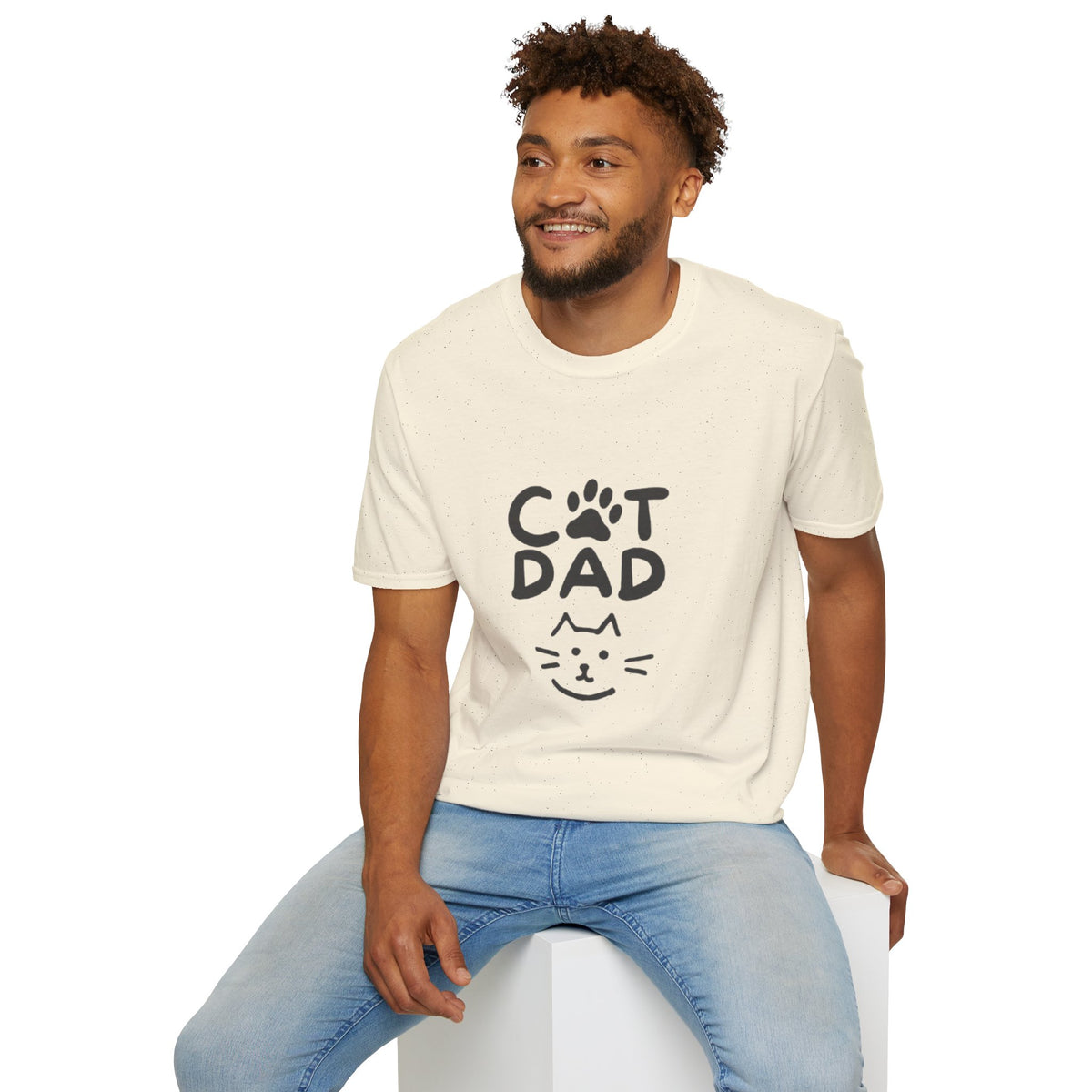 Cat Dad T-Shirt — Cute Paw Print & Cat Face Tee for Cat Lovers
