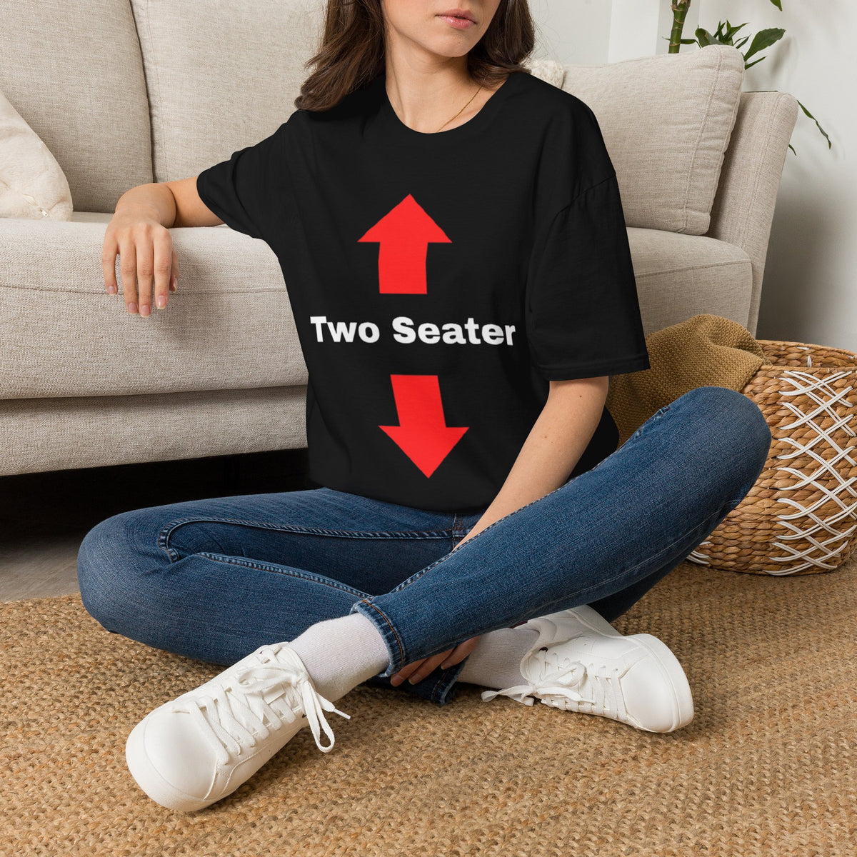 Two Seater T-Shirt — Funny Couples "Two Seater" Tee with Up & Down Arrows