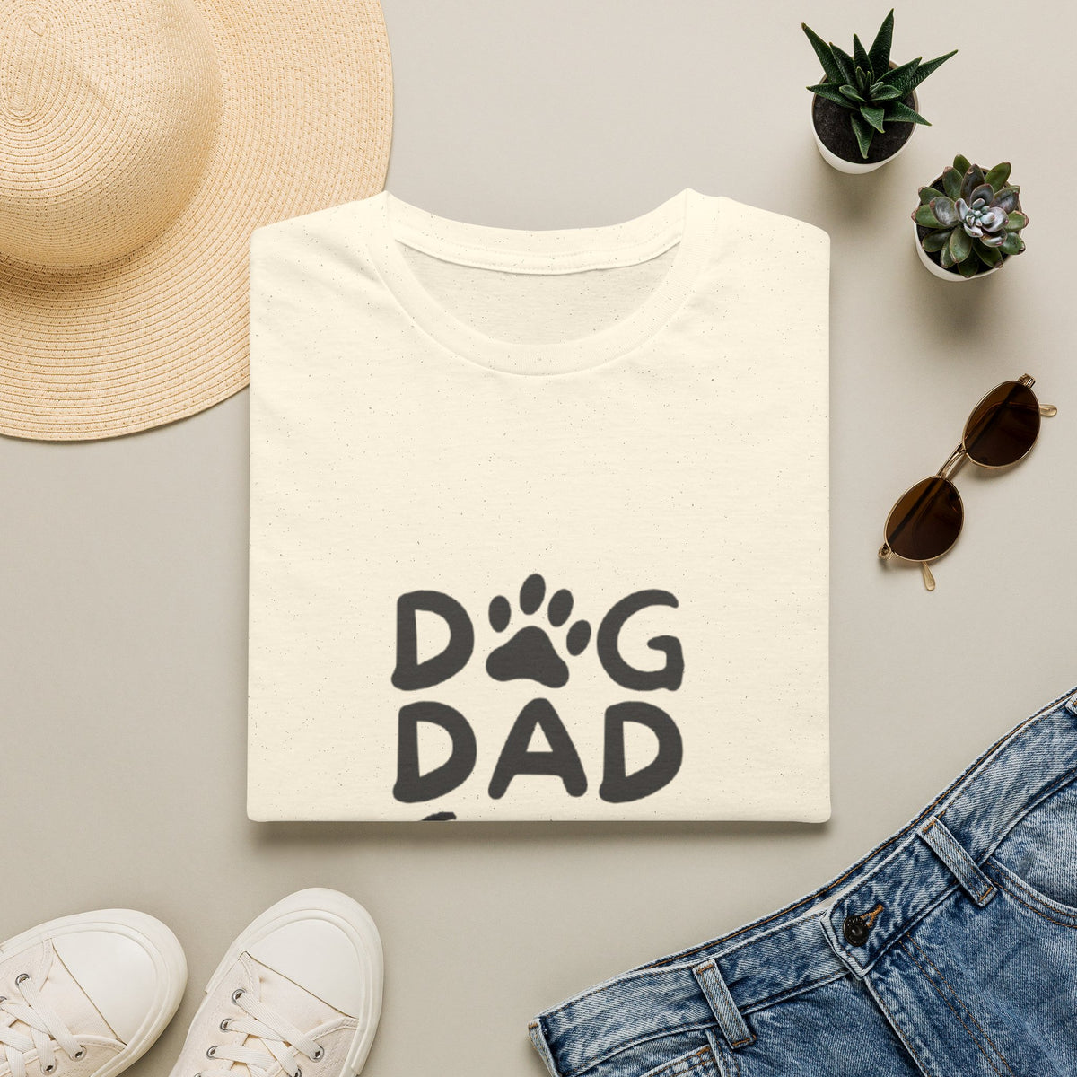 Dog Dad T-Shirt — Paw Print & Dog Face Tee for Pet Lovers