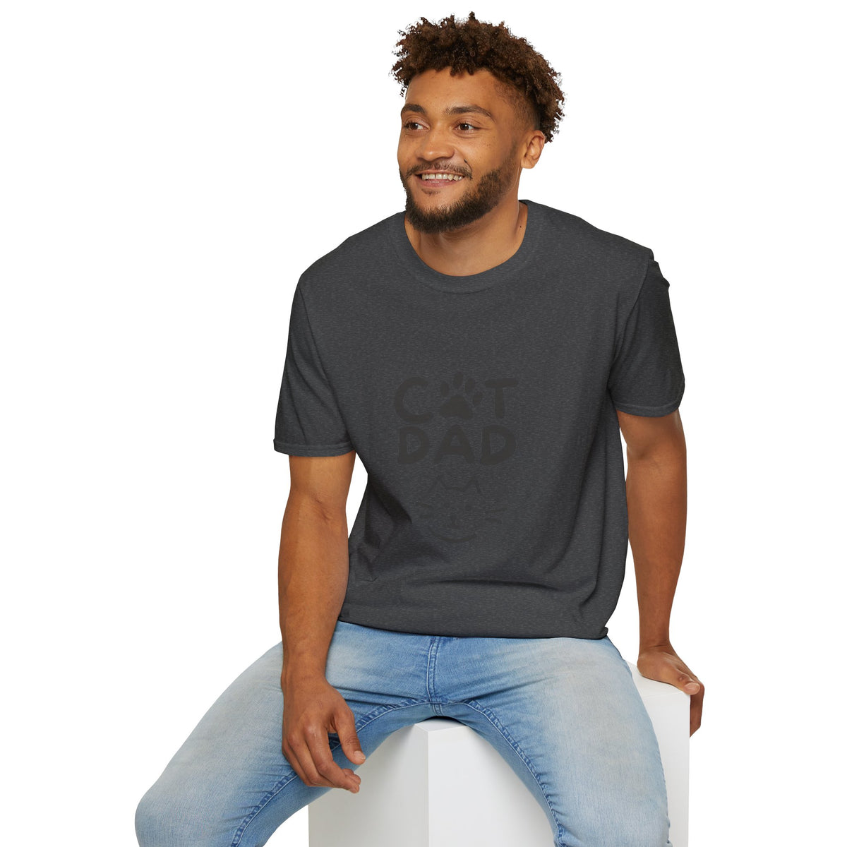 Cat Dad T-Shirt — Cute Paw Print & Cat Face Tee for Cat Lovers