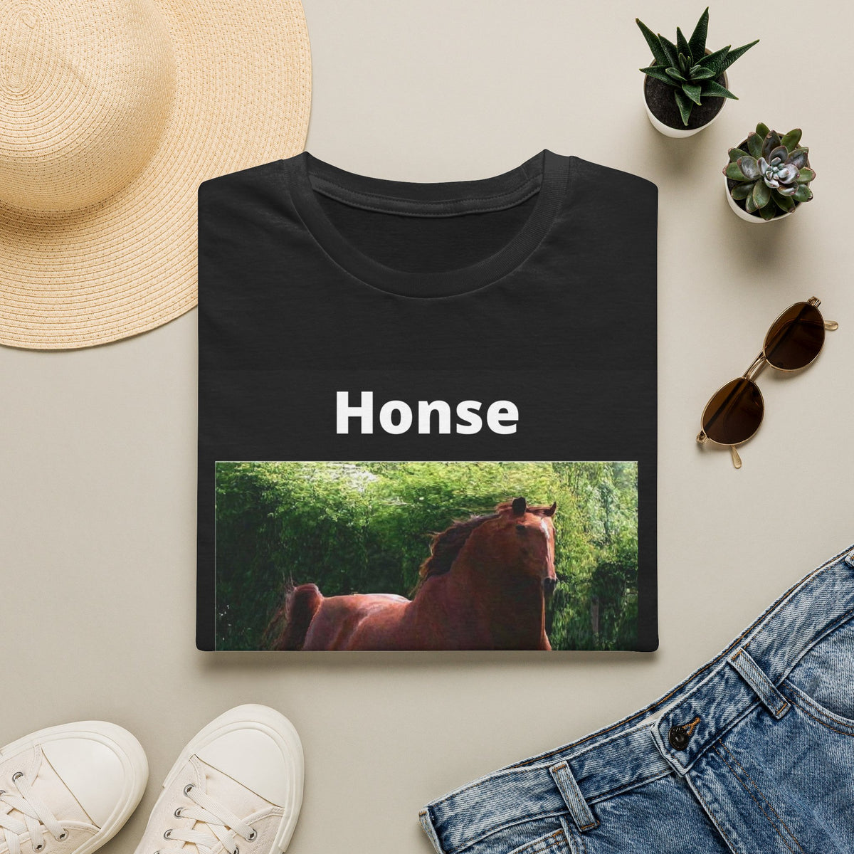 Horse Photo Tee — "Honse" Funny Photo T-Shirt